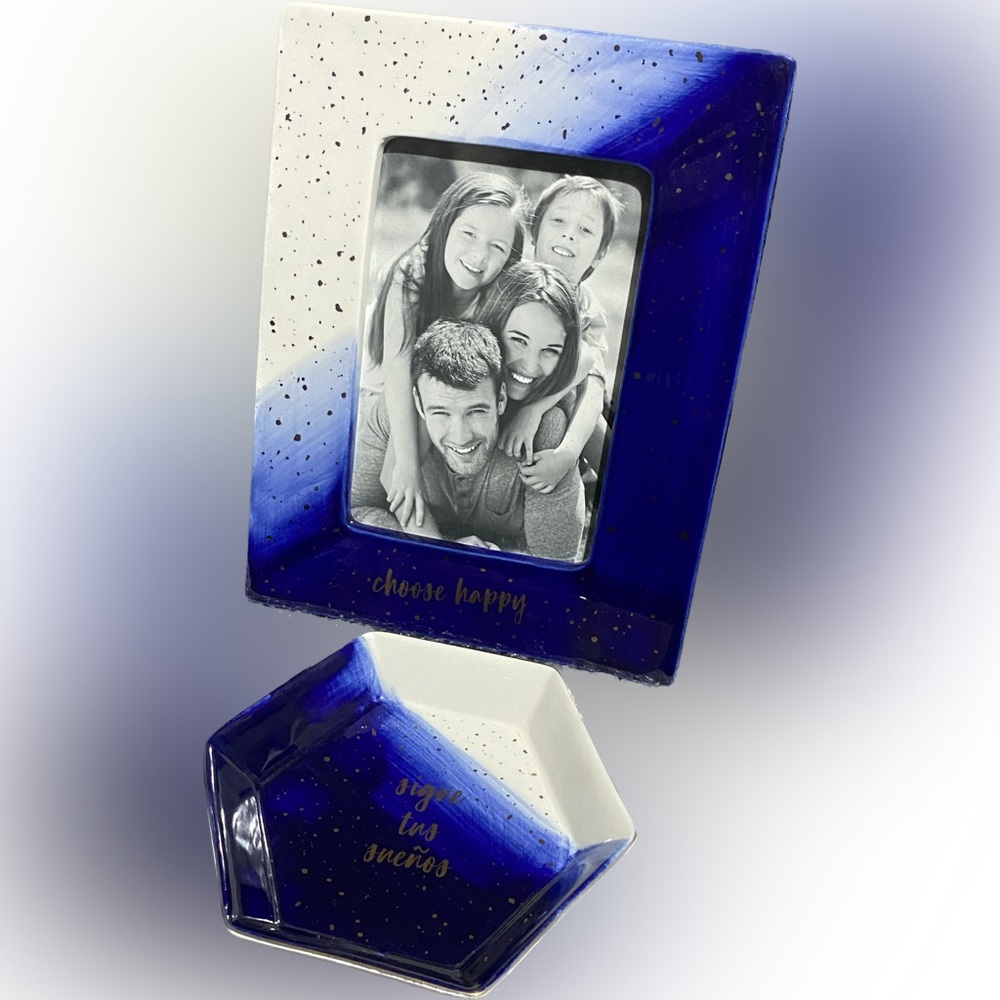 Ceramic Trinket Tray and Picture Frame, 4”c6” photo